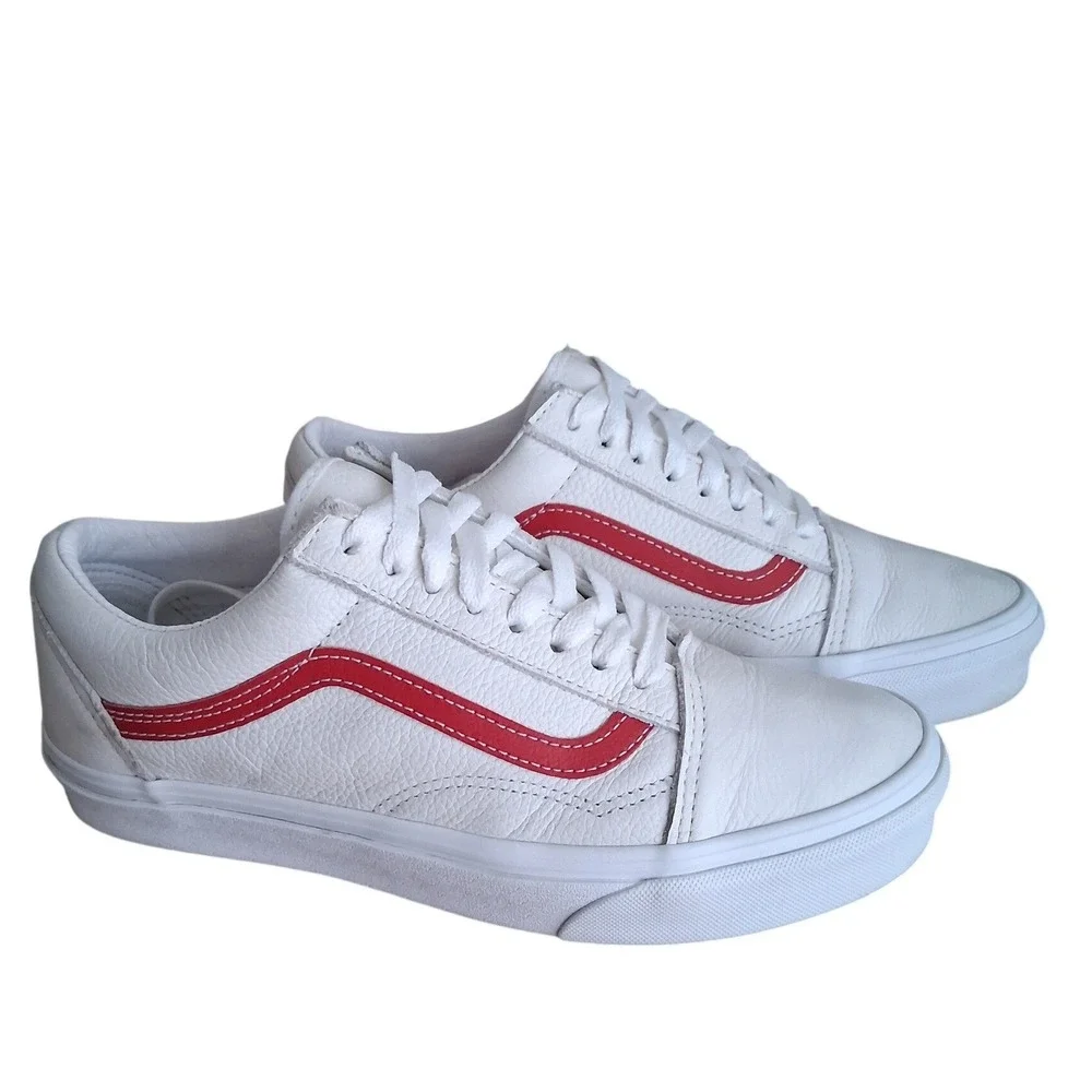Vans Old Skool Leather Mens‎ size 7/ Women's 8.5 Skateboard Alternative Sneakers